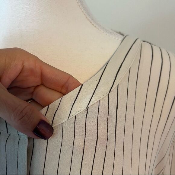 Eileen Fisher Pin Stripe Silk Georgette Crepe Print Long Tunic Shirt Blouse 1X - Picture 10 of 12